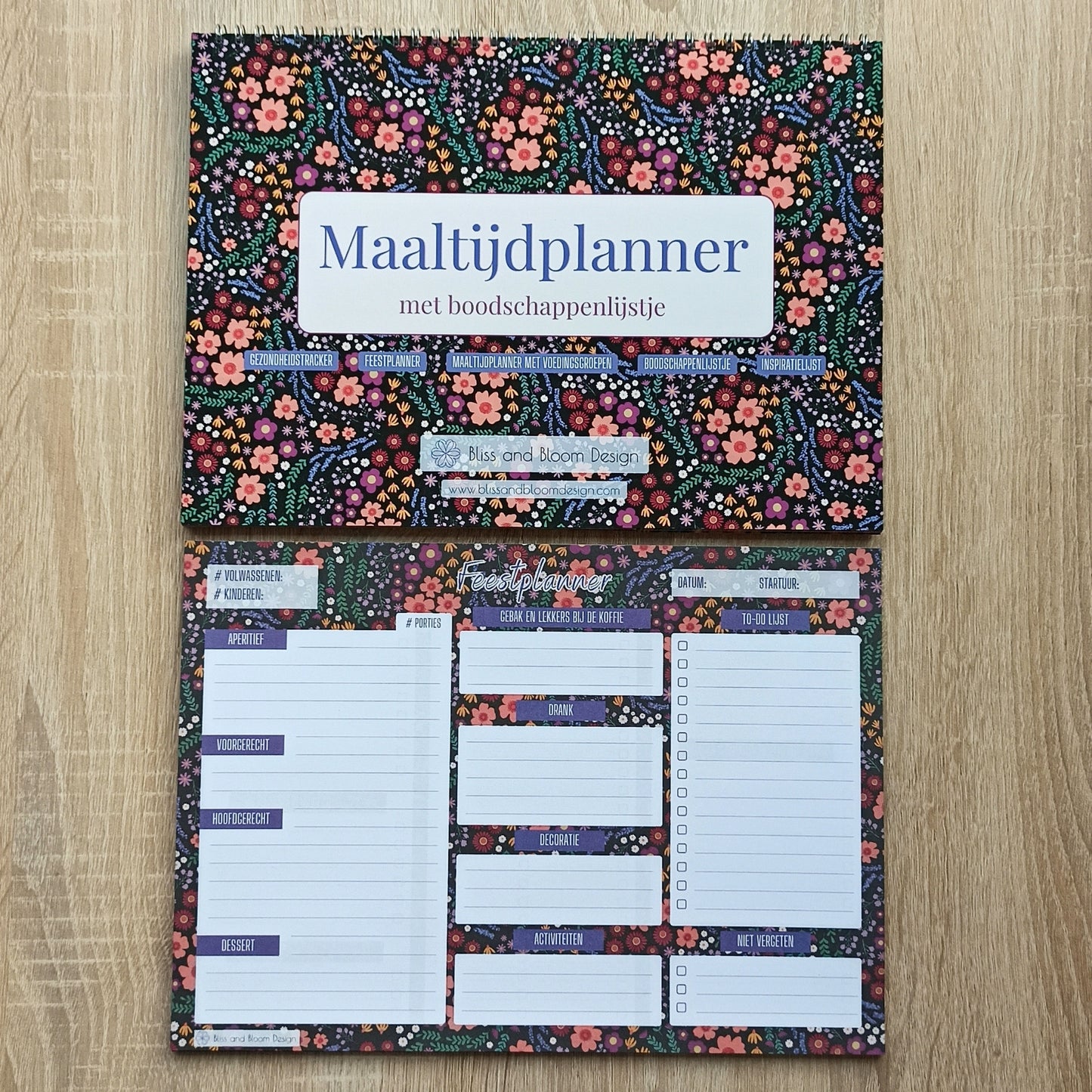 Set Maaltijdplanner met Feestplanner in Midnight Garden print