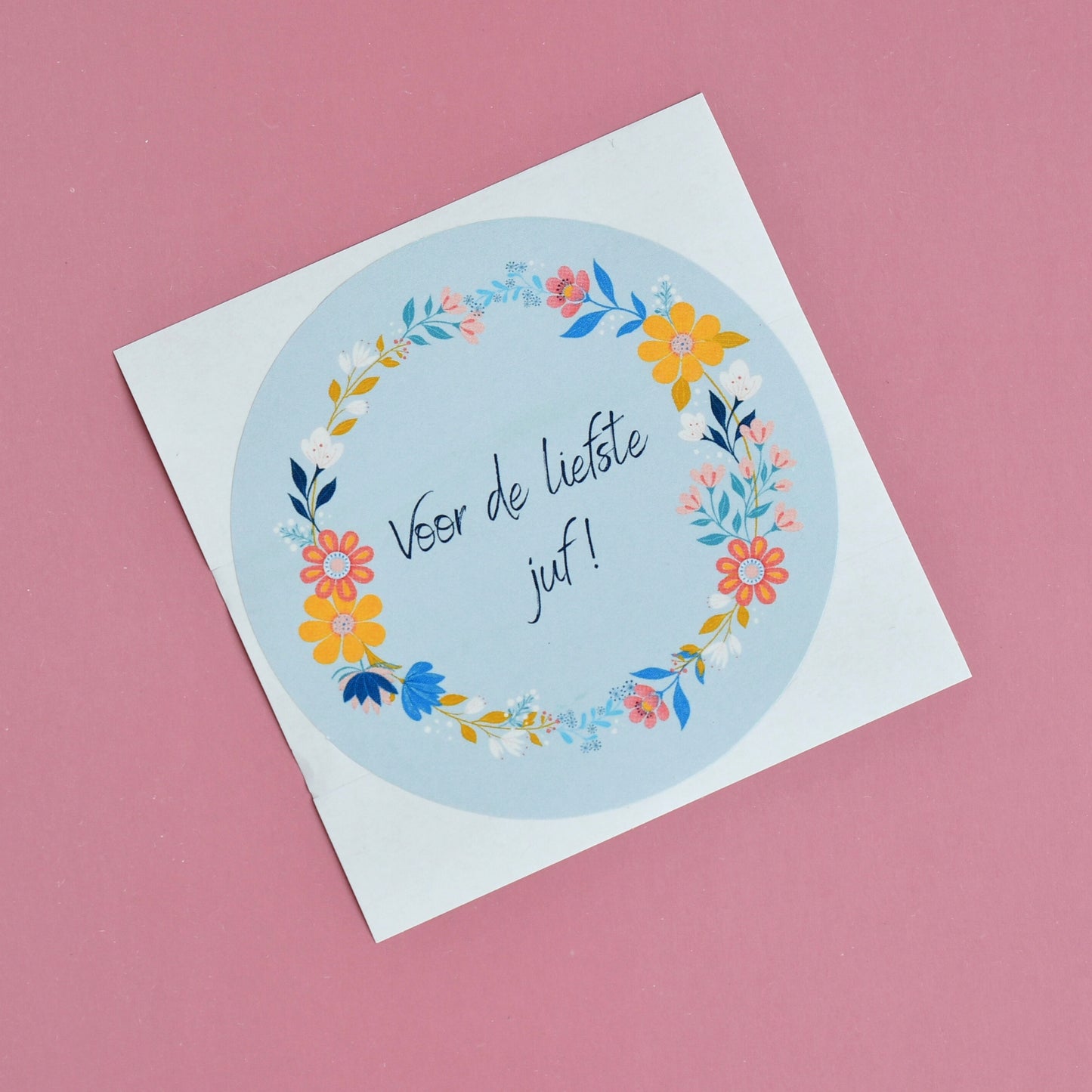 Sticker "Voor de liefste juf" in Sunny Petals print