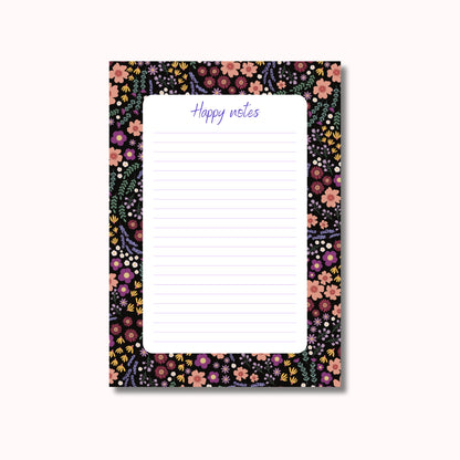 Notitieblok A5 "Happy Notes" in Midnight Garden print