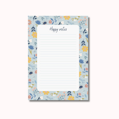 Notitieblok A5 "Happy Notes" in Sunny Petals print