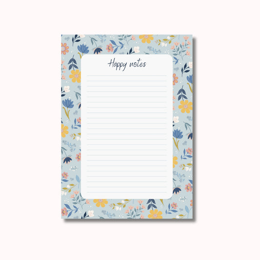 Notitieblok A5 "Happy Notes" in Sunny Petals print