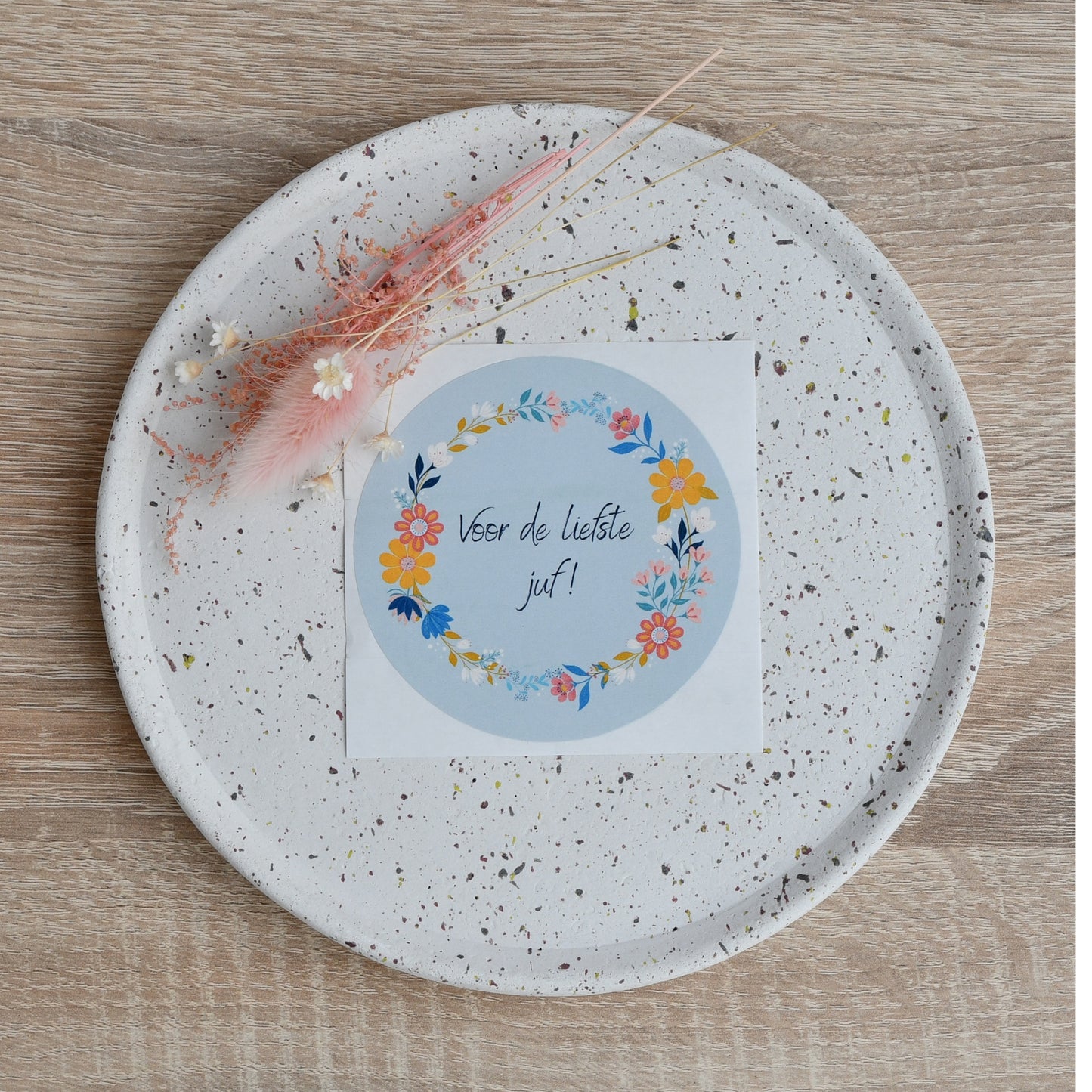 Sticker "Voor de liefste juf" in Sunny Petals print