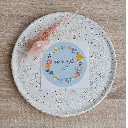 Sticker "Voor de liefste juf" in Sunny Petals print