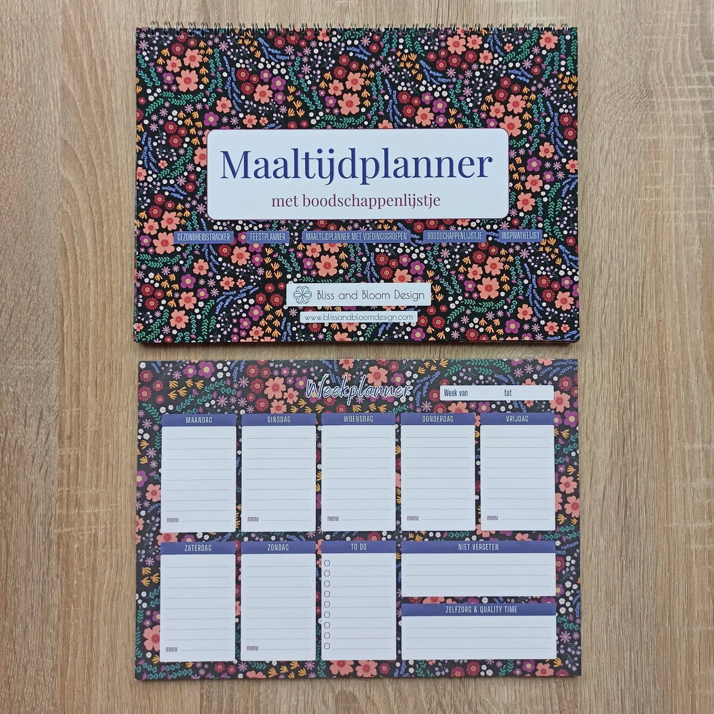 Set Maaltijdplanner en Weekplanner in Midnight Garden print