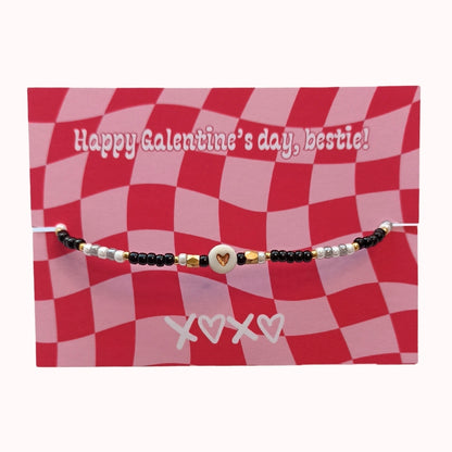 Sweetheart armband - Fijn armbandje met een hart van goud - Zwart & wit